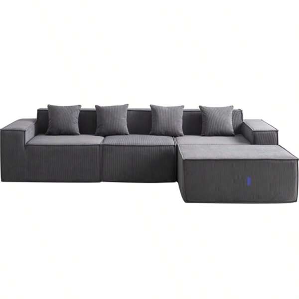 Sofabezug für Anbausofas, L-förmiger Sofabezug, dehnbarer L-förmiger Sofa-Möbelschutz, geeignet für Wohnzimmer, Haustiere und Kinder. Schaffen Sie eine gemütliche Ecke zu Hause. L-förmiges, gepolstertes Wolkensofa, frei kombinierbares Ecksofa mit tiefer Sitzfläche, Anbausofa fürs Wohnzimmer, modernes, schlichtes Sofa, braunes Anbausofa, L-förmiges, knochenloses Sofa mit tiefer Sitzfläche, Cord-Wolkensofa, geeignet für Wohnzimmer, Schlafzimmer, keine Montage erforderlich, Lieferung im Karton, orange