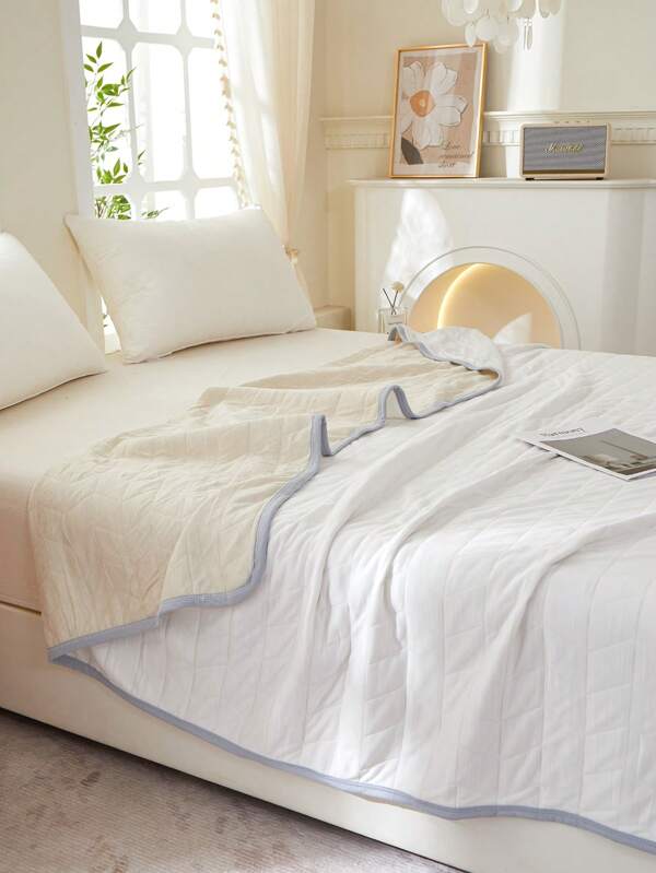 1pc Knitted Blanket, Warm And Thin For Summer And Winter, Can Be Used As Pad, Won't Wrinkle Or Pill, Cozy And High-End Casual Quilt