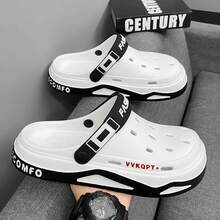 New Fashionable Men's Sandals, Comfortable And Casual EVA Hole Garden Shoes, Outdoor Beach Sandals For Men, Unisex Indoor Slippers - 卡其色 - 查看 1