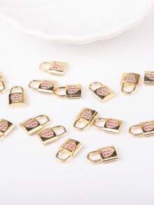 10 chiếc/gói Phụ kiện mặt dây chuyền hình ổ khóa vàng đính kim cương, dùng làm vòng cổ, móc chìa khóa, vòng tay thủ công - Khóa - Xem 6