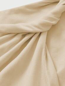 Women's Plain Color Asymmetric Twist Sleeveless Top, Casual Wear For Daily Outdoor, Suitable For Summer - Apricot - View 5