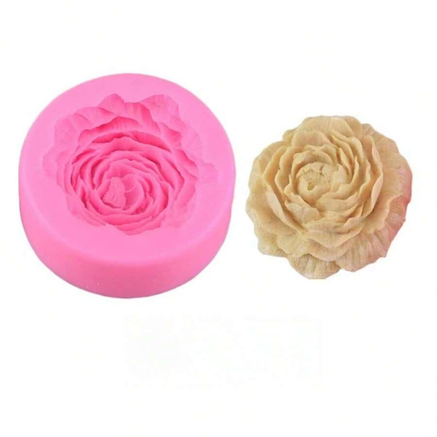 1 件大号和小号牡丹香薰蜡烛硅胶模具 DIY 石膏展示硅胶模具