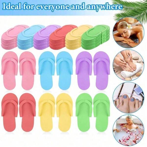 1/5/10pcs Foldable EVA Bathroom Anti-Skid And Odor Proof Flip Flops, Summer Travel Hotel Portable Flip Flops, Hot Spring Foot Massage Slippers Foam Flip Flops Anti-Skid Slippers, Flip Flops Multi Color Foldable Foot Massage Slippers Are Suitable For Guests' Salon Spa Hotels, Summer Hotel Travel Portable Flip Flops Back To School