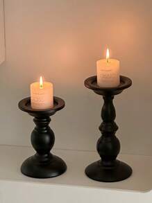 1pc Vintage-Inspired Black Iron Candle Holder - Perfect For Romantic Dinners, Weddings & Valentine's Day Decor Tabletop Lacquered Finish, No Battery Required, Fits Universal Holiday Decorations