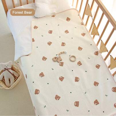 1pc Baby Bear Pattern Waterproof Urine Pad Infant Absorbent Diaper Mat, Reusable For All Seasons