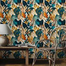 European Self-Adhesive Textured Wallpaper Living Room Bedroom Tropical Plants Background Wall Decoration Waterproof Wear-Resistant Wall Stickers, Vintage Bohemian Style, Peel And Stick Wallpaper Stickers, Vintage Wallpaper Easy To Peel Used For Nightstands Chests Of Drawers Cabinets Renters, Home Multipurpose Wall Paper Room Decor Kitchen Living Room Decor - Multicolor - View 2