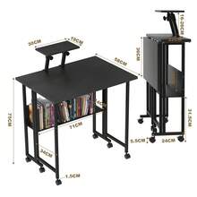 Desk With Storage Space, Computer Desk With Monitor Stand, Folding Desk On Casters – Folding Computer Desk With Storage Space – Space-Saving Folding Desk – For Workstations In Small Spaces, 80 X 58 X 75 Cm - 黑色 - 查看 7