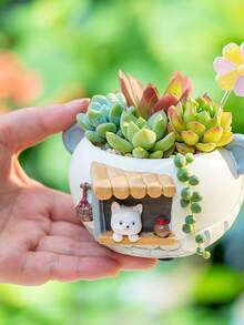 Succulent Flower Pots Fun Succulent Plants Kindergarten Small Potted Balcony Desktop Decoration Cartoon Kitten Little Fox - Multicolor - View 5