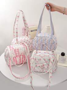 1 Peça Bolsa de Transversal Estilo Fofo e Doce, Bolsa de Mão Rosa Pequena na Moda, Bolsa de Ombro Acolchoada Floral Portátil, Bolsa de Baixo do Braço Simples para Transporte, Bolsa Multiuso para Viagem e Maquiagem, Bolsas Versáteis para Presentes, Aniversário, Amigos e Professores