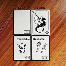 TOOUEE 100 张可重复使用的干擦卡，用于 MTG 代币，带有标记和随机贴纸和随机硬壳卡盒，适用于 MTG、PTCG、SKYJO 和竞争性 TCG，带有龙主题图案的单面卡，通用代币代理卡，适用于 Magic The Gathering DIY 空白卡游戏配件。 - 彩色 - 查看 5