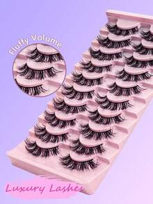 10 pares de pestañas postizas de visón 3D suaves, esponjosas y naturales, extensiones de pestañas de visón, pestañas cortas