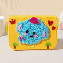 1 件卡通动物针织毡包、3D 贴花无纺布包制作套件、零钱包、小斜挎包、针织刺绣工艺品、DIY 材料包、儿童益智玩具