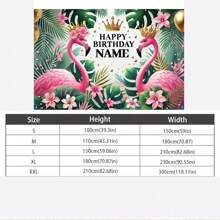 1 buc fundal personalizat pentru petrecere de ziua de naștere cu flamingo, decor de perete tropical cu nume personalizat și accente aurii, nu necesită alimentare pentru sărbători în interior și în exterior, decorare flamingo
