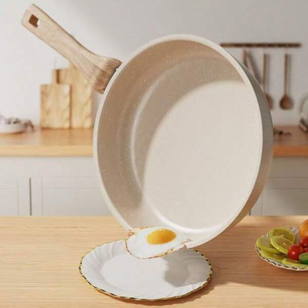 1pc Stone Coated Flat Bottom Pan, Steak Frying Pan, Pancake/Crepe Pan, Non-Stick Cookware Suitable For Electric & Gas Stove Use