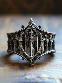 1PC Classical Gothic Retro Ring Fashion Festival Castle Personalized Ring - màu đen - Xem 2