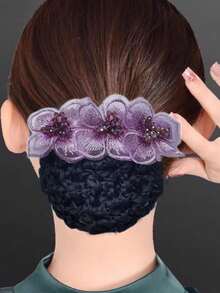 Plasă de păr profesională pentru asistentă medicală, accesorii de păr pentru stewardesă pentru cocuri, plasă de păr pentru hotel, accesorii de păr cu fundă coreeană, agrafe de păr pentru femei, accesorii de cap, agrafe cu gheare, gheare de păr, agrafe de păr, funde, drăguț - Multicolor - Vizualizare 5