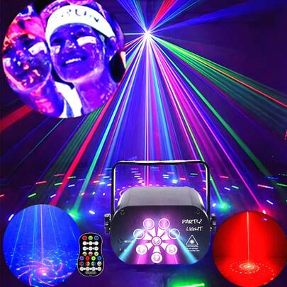 Party Light Usb 3-In-1 UV Multi-Pattern Starry Sky Projection Light Voice Controlled Remote Control KTV Disco Bar Home Color Atmosphere Light Indoor Party Halloween Christmas Carnival Club Outdoor Portable Camping Decorative Light