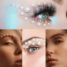 6000PCS White Flat Back Half Round Pearls – Mixed Sizes Nail Art Kit With Picking Tools For Graduation Cap, Face & Body Makeup, DIY Crafts & Salon Use - [03-6000pcs white] - 查看 11