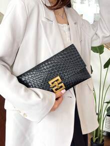 简约休闲网格图案 2025 新款时尚韩版女士信封长款手拿包 - 彩色 - 查看 11