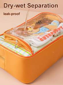 1pc Cartoon Swimming Bag With Wet & Dry Separation, Large Capacity Portable Fitness Waterproof Toiletry Bag, Cosmetic Storage Organizer
