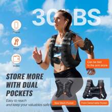 VEVOR Weighted Vest, 30 Lbs Weight Vest With Reflective Stripe, Adjustable Buckle Body Weight Vest For Men Women, Workout Equipment