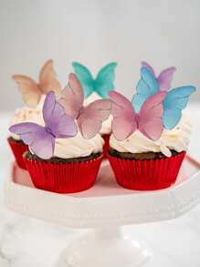 48 paquetes de decoraciones para cupcakes con mariposas 3D de papel de oblea rosadas, decoraciones encantadoras de mariposas para pasteles para bodas, baby showers, cumpleaños y fiestas