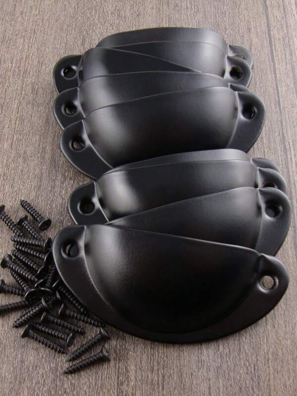 10 قطع مقبض سحب معدني بغلاف أسود ،أشكال قوس نصفي مستخدمة في أدراج الخزانات والأثاث