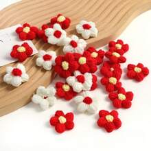 10/20/50 PZ fiori a uncinetto misti a colori, fiori in lana fatti a mano colorati come accessori da cucire, piccoli fiori gonfi per bricolage, rifiniture per specchi, fasce per capelli, cappelli e accessori per abbigliamento, accessori per feste, forniture per uncinetto