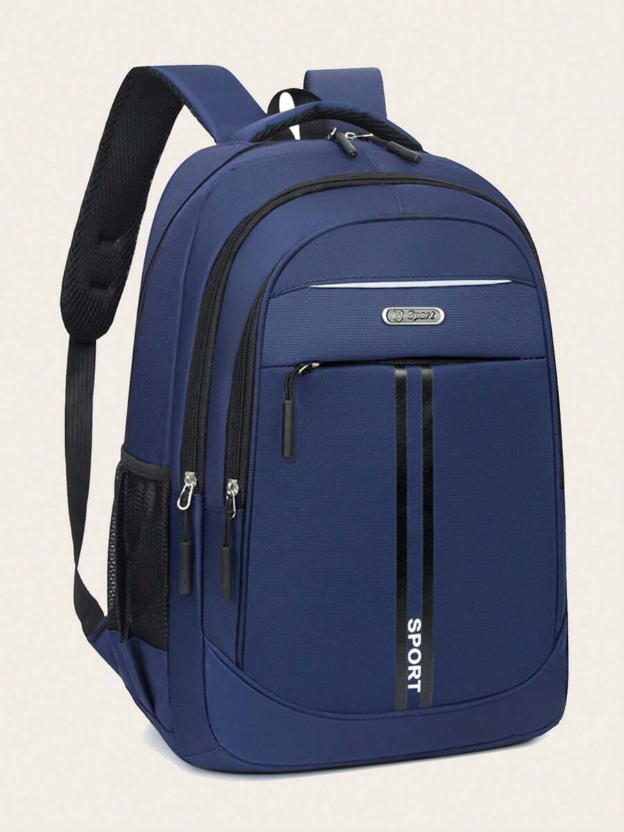 休闲纯色多功能多口袋背包 - 藍色 - 查看 1