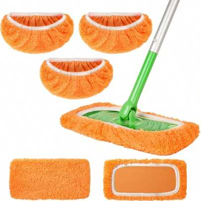 1/3/5 件可重复使用超细纤维拖把垫，适用于扫地机、干湿两用平板拖把套、可洗垫，用于表面/硬木地板清洁（不含拖把）