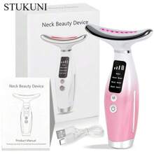 STUKUNI Wiederaufladbarer Gesichts- & Nacken-Massagegerät, 7 Modi für Gesichtsmassage, perfektes Geschenk für Frauen & Mädchen