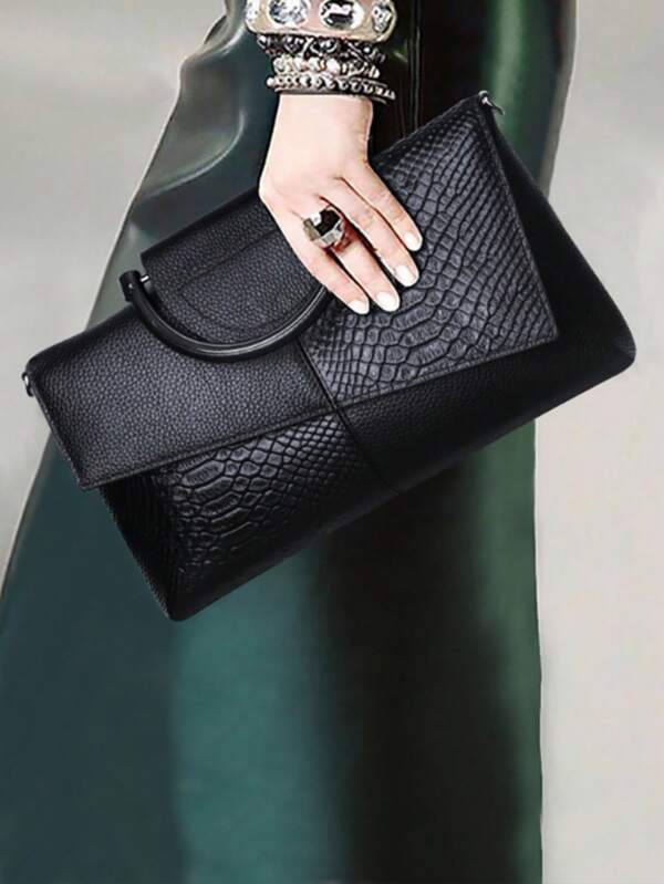Bolsa de Embreagem Retrô Fashionable para Festa, Nova Bolsa de Festa Padrão de Pele de Cobra Elegante