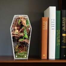 1 Acrilico trasparente da scrivania con coperchio per esposizione e conservazione di collezioni, adatto per terrari alimentari per ragni, lucertole, insetti e altri rettili, che fornisce un habitat confortevole, traspirante e visibile, dotato di un coperchio magnetico per una facile osservazione, il regalo ideale per gli animali da compagnia arrampicatori