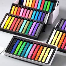 12/24 Colors Pastel Chalk Set, Disposable Hair Chalk Sticks, Colored Wax Crayons, Chalkboard Writing Chalk. The Chalk May Break During Transportation, But It Does Not Affect The Usage.