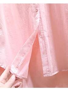 قميص كاجوال من البوليستر بطبعة الليمون والصوليد سهل الارتداء مناسب للاستخدام اليومي خلال الربيع والصيف والخريف والشتاء، قطعة واحدة