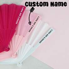 Customizable Single Party Fan, Suitable For Singles Party, Summer Singles Party, Bachelorette Party, Bride's Name Party, Hen Party Favors, Personalized Gift, Girls Night Out - Pink - View 1