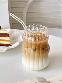 Glas Kaffeetasse (mit Strohhalm und Untersetzer), geeignet für den Heimgebrauch, geeignet für Frauen, zum Zubereiten von Tee, Milch und anderen Getränken, geeignet für heiße und kalte Getränke, transparent und langanhaltend, geeignet für Kaffee, Tee, Milch und konzentrierte Säfte in allen Jahreszeiten, Geburtstagsgeschenk, Haushaltsgut, exquisites persönliches Geschenk für Ihre Liebsten