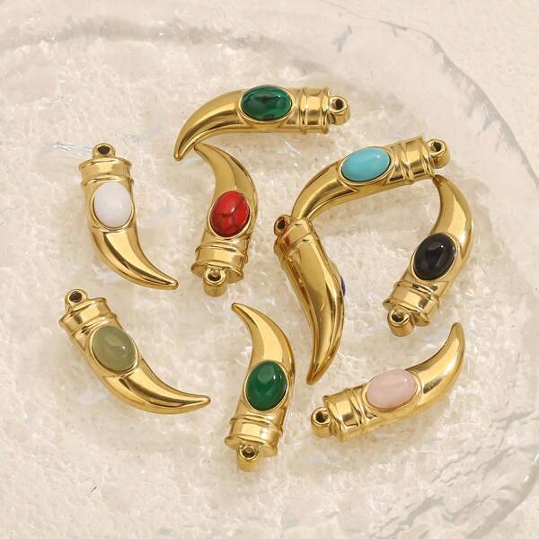 1 pezzo Accessorio per realizzare collana, orecchini, bracciale, ciondolo a forma di machete in acciaio inossidabile con occhio di tigre rosso, di moda