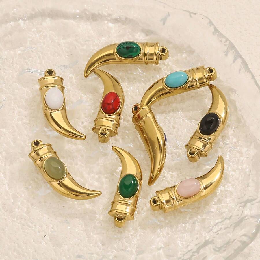 1 pieza Colgante de machete con ojo de tigre rojo de acero inoxidable de moda, accesorio para hacer collares, aretes, pulseras y joyas - colgante - Ver 1