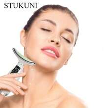 STUKUNI Wiederaufladbarer Gesichts- & Nacken-Massagegerät, 7 Modi für Gesichtsmassage, perfektes Geschenk für Frauen & Mädchen