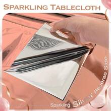 1 Pack Rainbow Colored Plastic Tablecloth, Shiny Disposable Holographic Rectangle Tablecloth For Party Decor, Birthday, Wedding, Christmas, 137 X 274cm