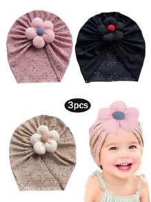 1 Cappellino carino per bambini in stile europeo e americano per primavera ed estate, cappello morbido e sottile con fiori e lavorazioni traforate, cappellino per bambini