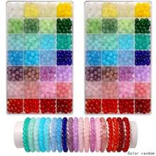 420 pièces Kit de perles rondes en verre pour la création de bijoux, bracelets, colliers, boucles d'oreilles, artisanat, cadeaux (couleurs aléatoires)