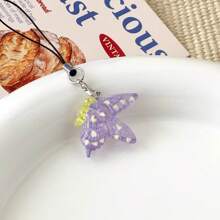 Glitzernder transluzenter Halbschmetterling Resinanhänger Schlüsselband, Rucksack Tier Hängedeko, süßer Handyriemen, girly weicher Anhänger, Geschenk für beste Freundinnen, geeignet für Handy, Kamera, Schlüsselanhänger, Rucksack