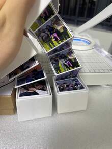 定制一个包含6张照片和文字的周年纪念戒指盒，作为他/她生日、周年纪念日、情人节、圣诞节的礼物，或者用个性化照片简单地说“我爱你”或“我想你”。定制饰品、定制工艺品、家居装饰 - 愛心 - 查看 3