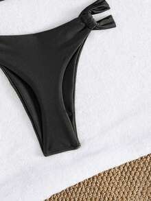 2 pezzi Bikini da donna elegante e sexy a tinta unita con design asimmetrico