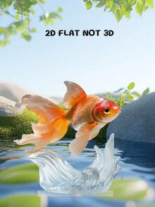 A 2D Acrylic Goldfish Statue - A Vibrant Orange Goldfish With Green Leaves And Pink Flowers | A Peaceful Desktop Decoration Suitable For Homes, Offices, Or Bedrooms | The Perfect Gift For Dream Enthusiasts And Nature Lovers, Goldfish Tank Decoration, Garden Decoration - Multicolor - View 8