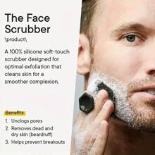 Sanftes Silikon-Reinigungswerkzeug für Männer - Sanfte Peeling-Massagebürste für die gründliche Reinigung, entfernt abgestorbene und trockene Haut, parfümfrei, ergonomisches Design für empfindliche Haut und Bartpflege, Silikon Gesichtsreinigungsbürste, helle Beige Peeling, kompakte Aufbewahrung