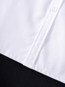 Young Boy Classic Casual Ivy League Style White Short Sleeve Shirt, Formal Events, Gatherings, Performances, Dress