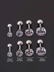 Set de 8 piezas de aretes de acero inoxidable con diseño minimalista hipoalergénico de 4 puntas y bola redonda retorcida, regalos de joyería de moda para ella